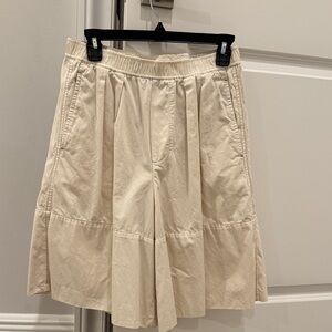 James Perse Cream Pleated Cotton Skirt